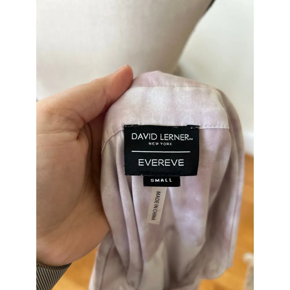 Evereve x David Lerner White & Mauve Pink Watercolor Tiedye Satin Button Down - Image 4