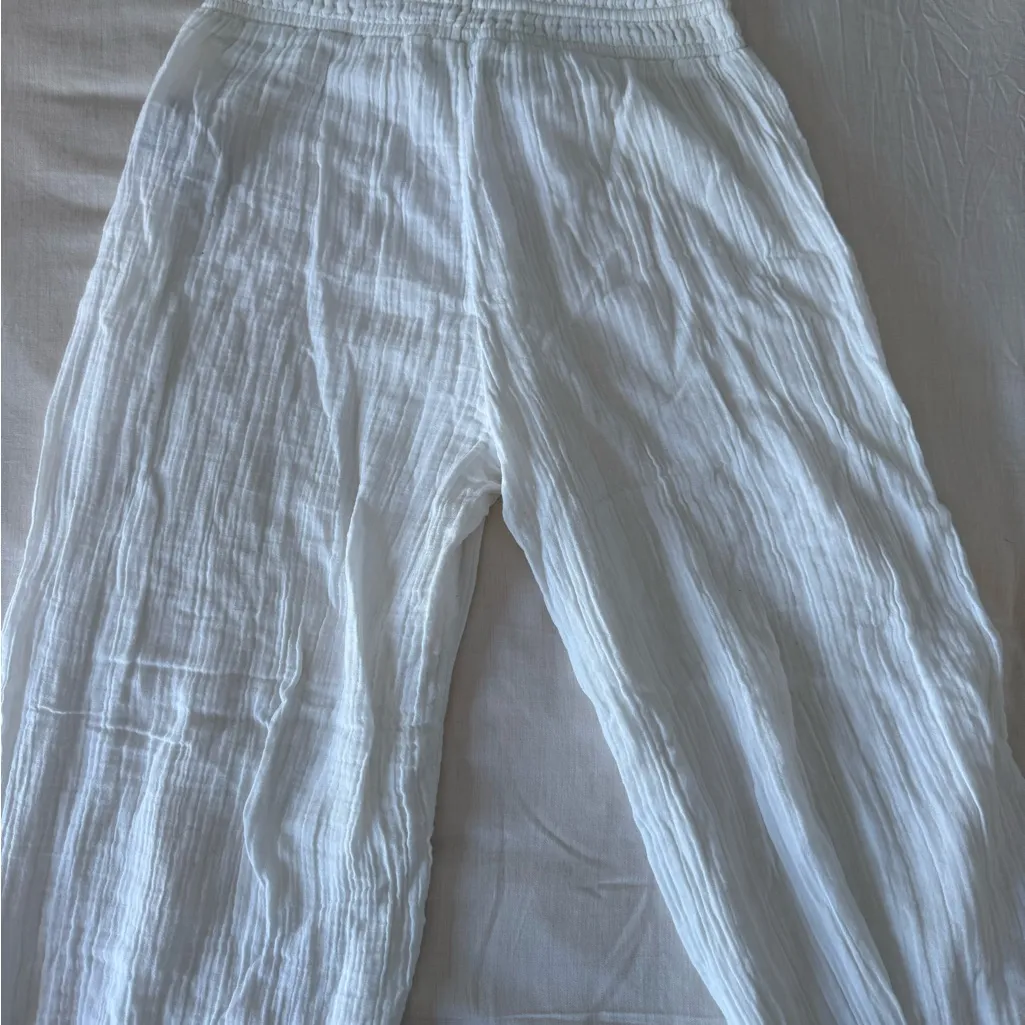 Abercrombie & Fitch White Wide Leg Gauze pants - Image 4