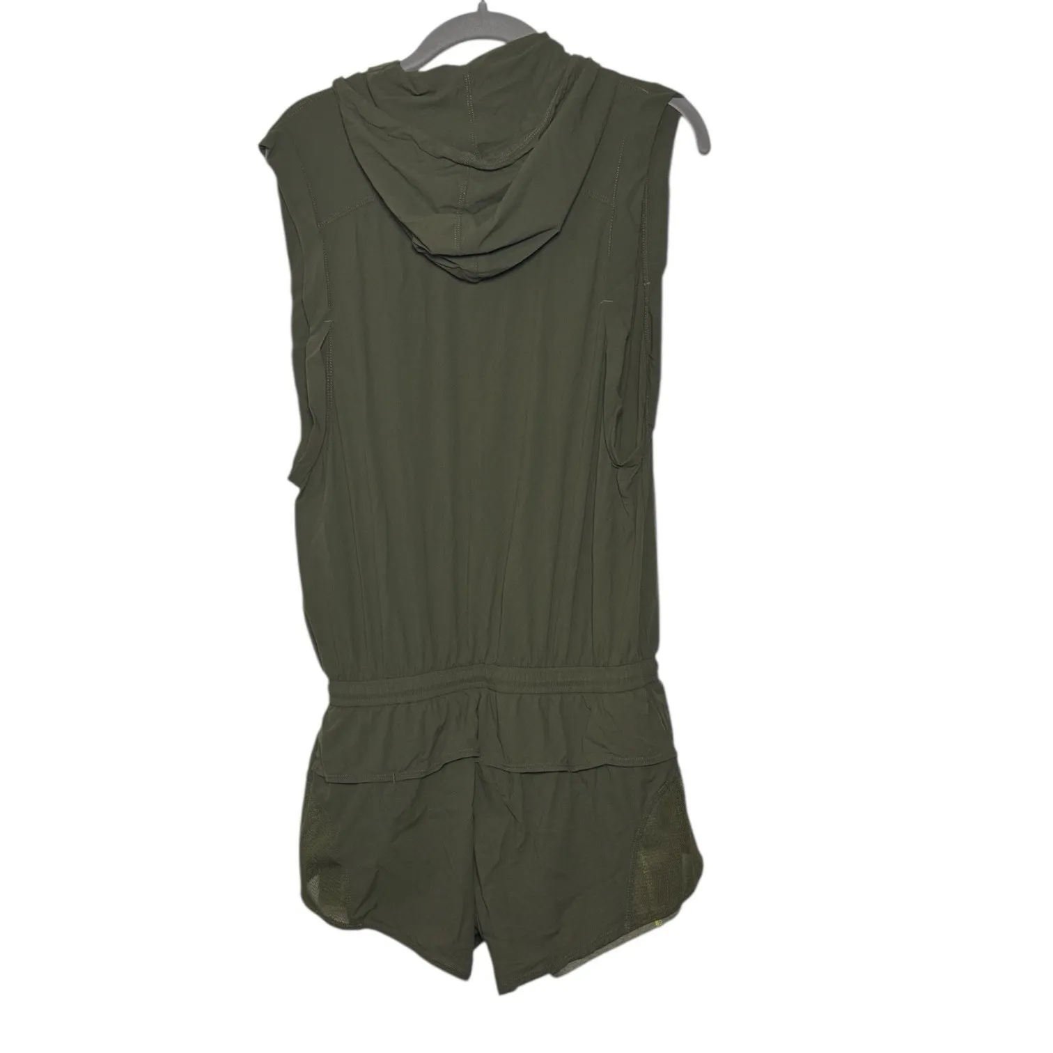 Free‎ People Going For A Runsie Olive Green Sleeveless Hooded Shorts Romper XS - Image 3