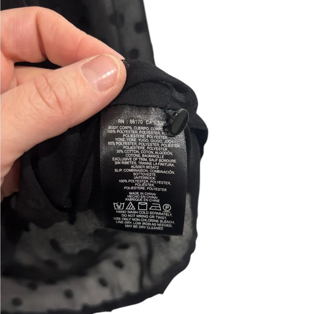 Anthropologie Verona Blouse by HD in Paris Black Sheer Long Sleeve Blouse US 2 - Image 6