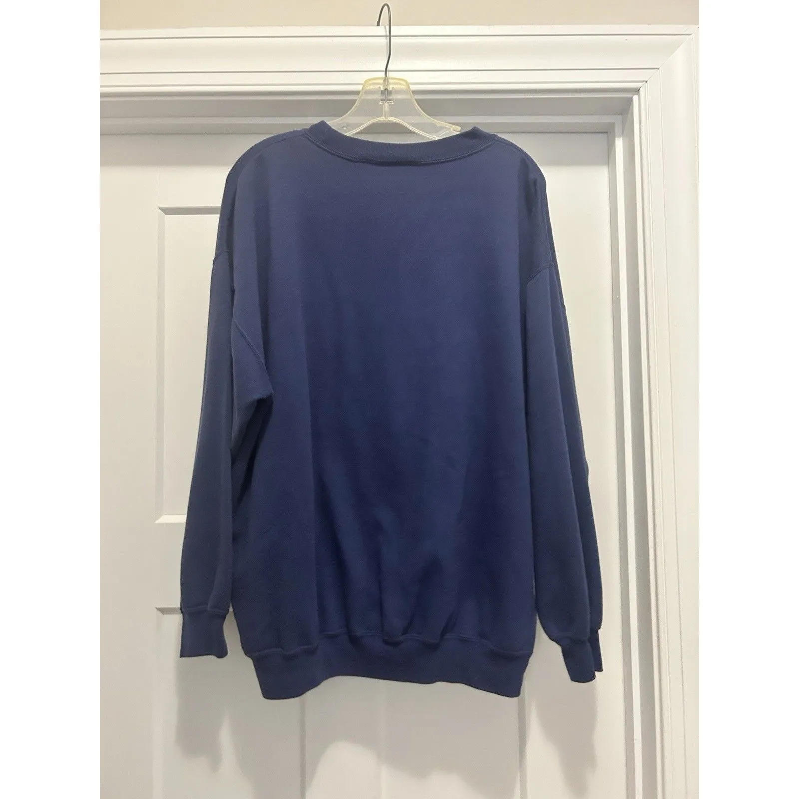 Vintage Womens Christmas Quilted Snowman Holiday Sweatshirt 20W Blue Granny Cozy - Image 4