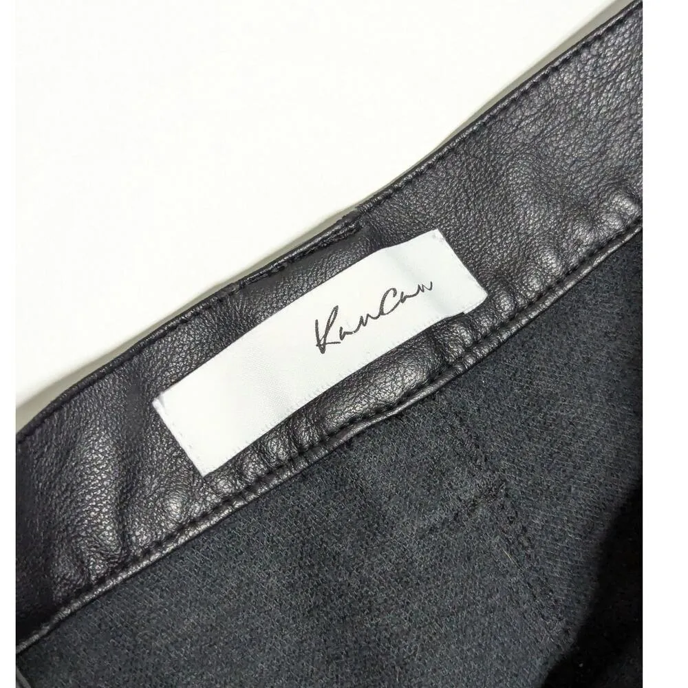 KanCan Rooney Ultra High Rise Faux Leather Joggers Pants Womens 24 Moto Biker Black - Image 5