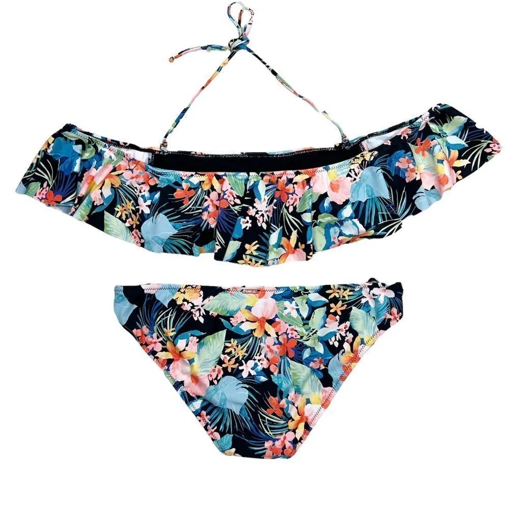 Raisins Coconut Grove Black Tropical Bikini Size Medium - Image 2