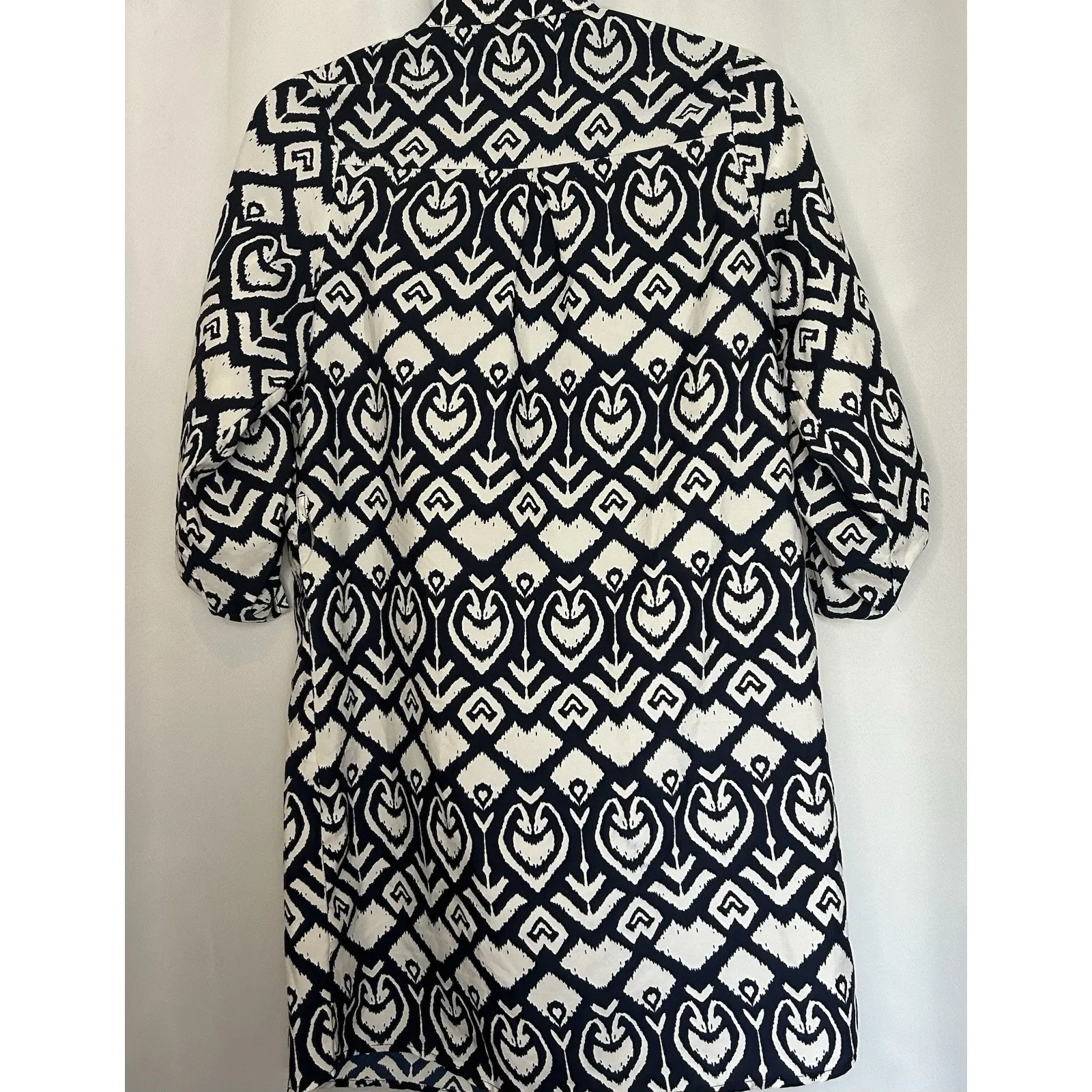 GoGo‎ Apparel Indulge Women's Size Med Navy White Aztec Print Lightweight Dress Blue - Image 6
