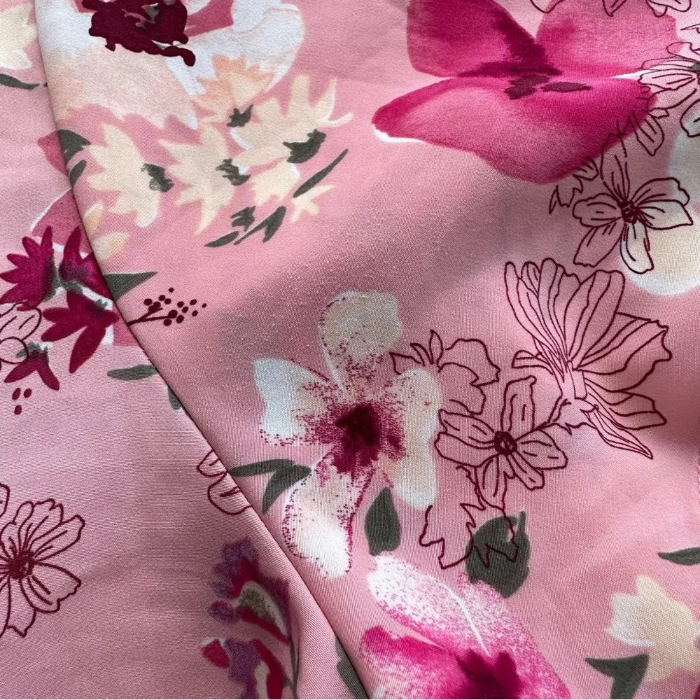 Ava & Viv Layered Ruffle Short Sleeve Floral Print Faux Wrap Dress in Pink - 3X - Image 12