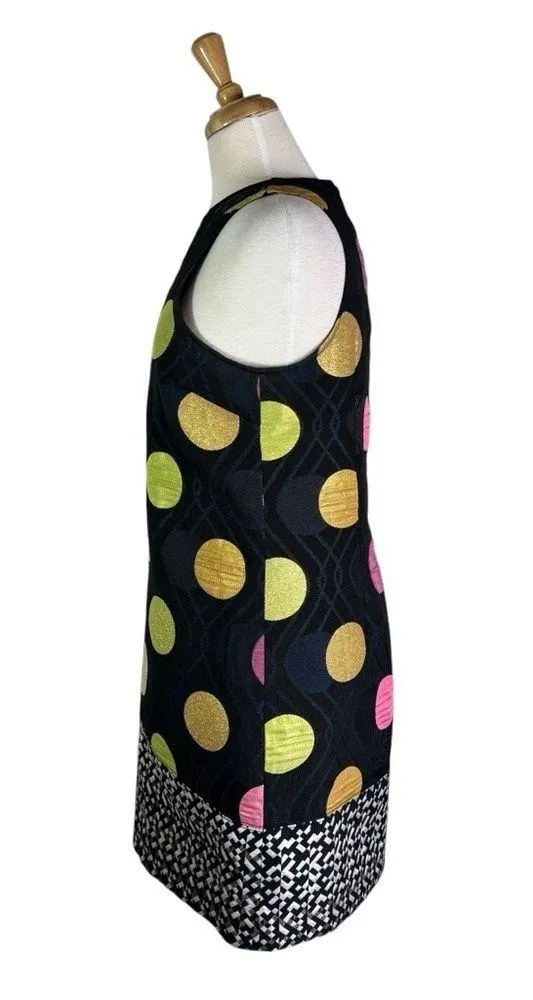 Anthropologie Maeve Tilde Metallic Polka Dot Mini Dress Navy Size S - Image 9