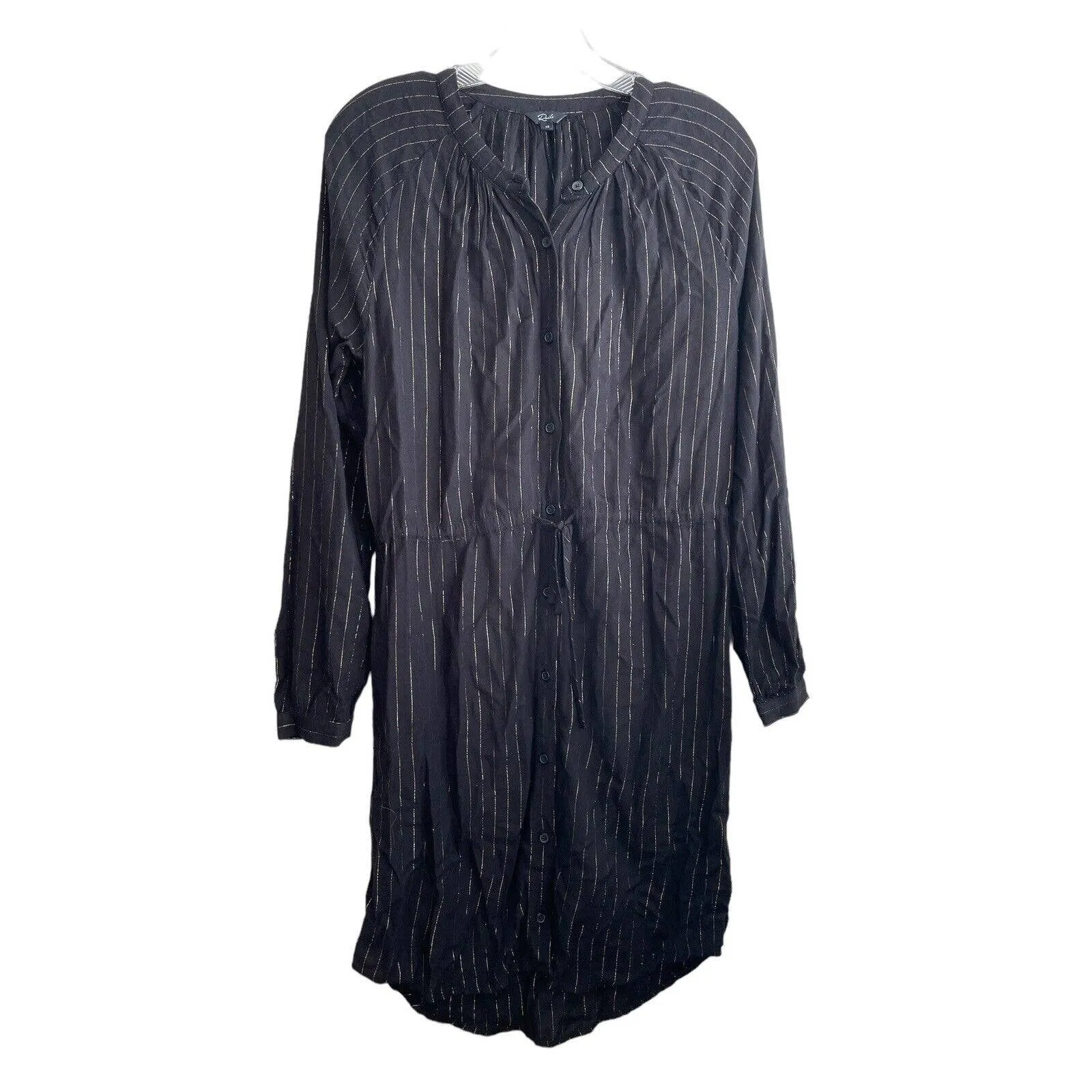 Rails‎ Bella Gilded Stripe Black Long Sleeve Shirt Mini Dress Size XS Revolve - Image 3