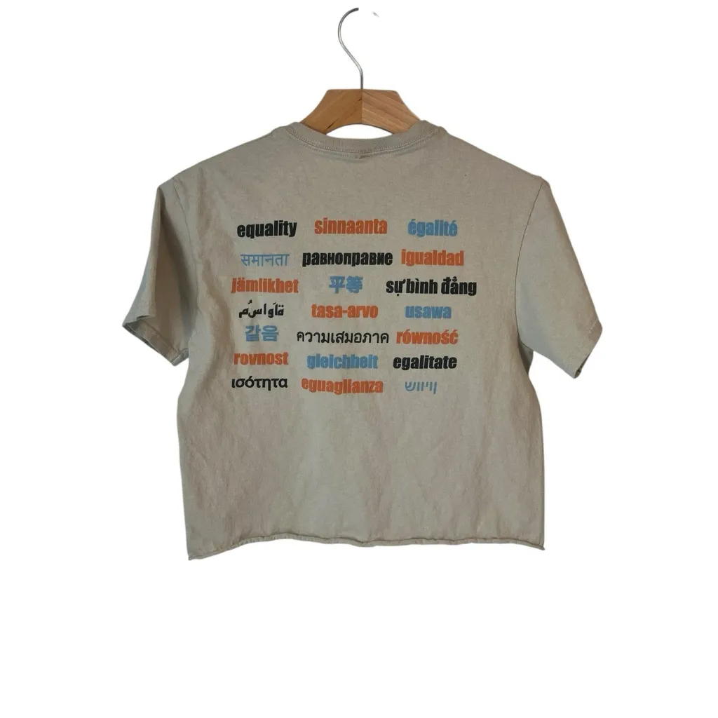 Mighty Fine Cropped T Shirt Womens Size Small Equality Print Short Sleeve Tee - Image 6