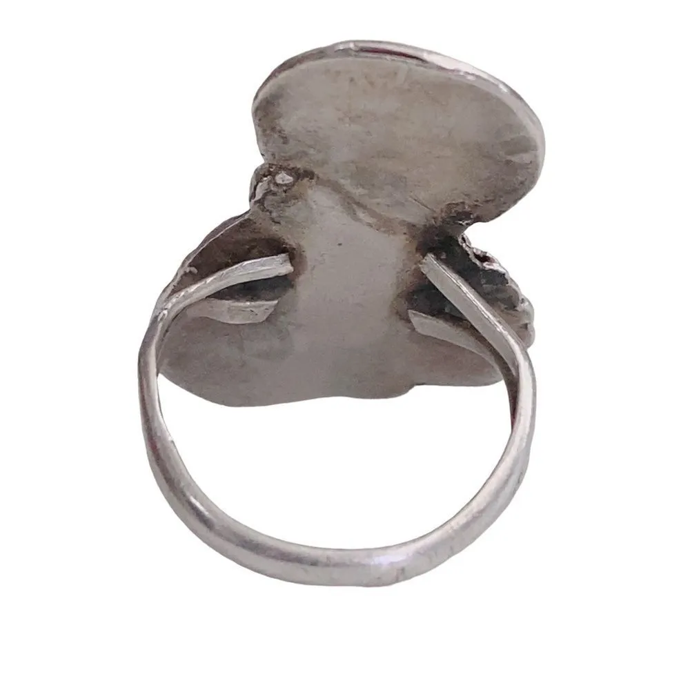 Sterling Silver Turquoise Coral Unmarked Tested Ring Sz 5.5 - Image 4