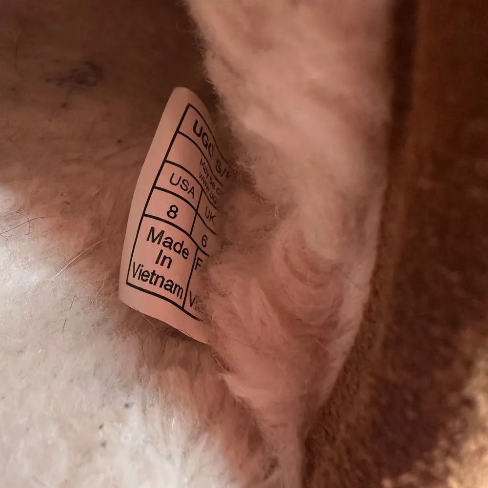 UGG  Tan Suede Slippers with Plush Lining - Image 5