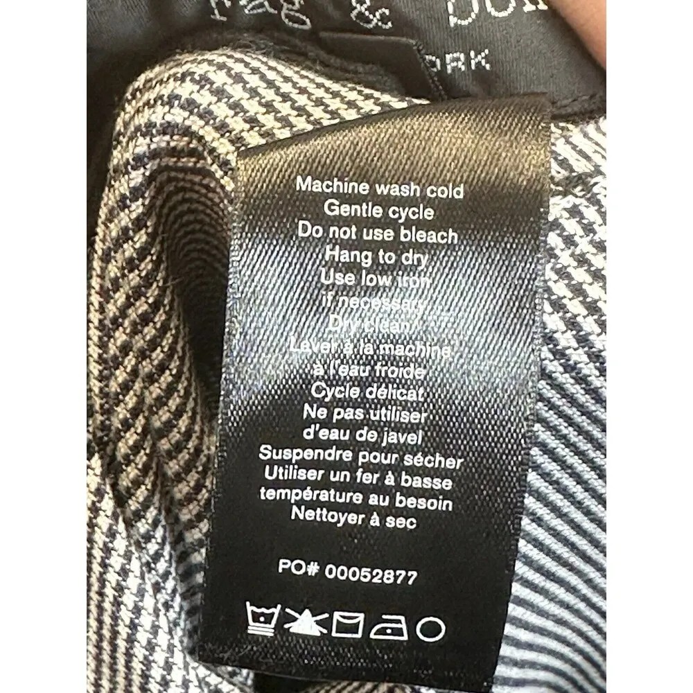 Rag & Bone Simone Pant Italian Herringbone Slim Fit Cropped Black & White Size 0 - Image 8