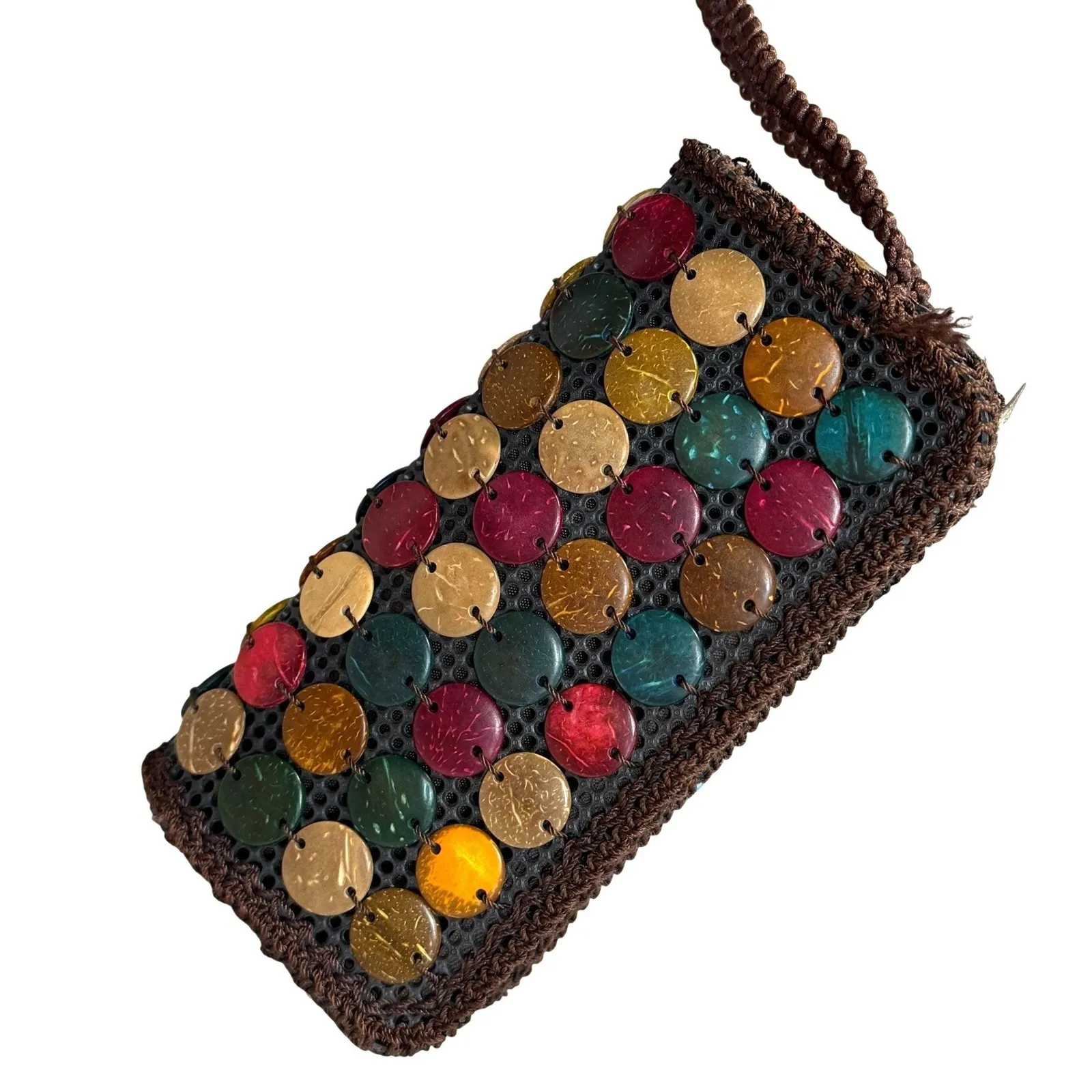 Handmade Beaded Coconut Shell Wristlet Boho Crochet Y2K Festival Beach Summer - Image 2