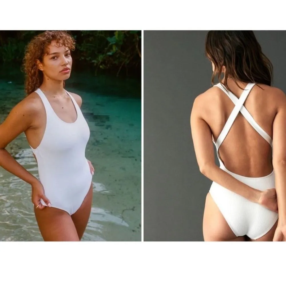 Andie Swim The Tulum One Piece Swimsuit White Ribbed Size XXXL‎ NWT - Image 2