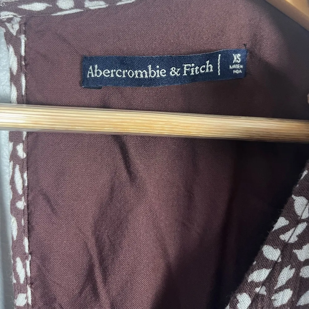 Abercrombie & Fitch Brown and White Jumpsuit One Piece Flutter Sleeves Pocket XS - Image 7