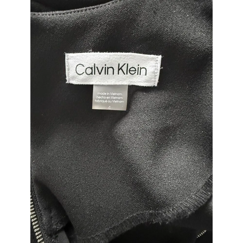 Calvin Klein Black Blouson Sleeve Belted Ankle Length Crewneck Jumpsuit Office 4 - Image 13