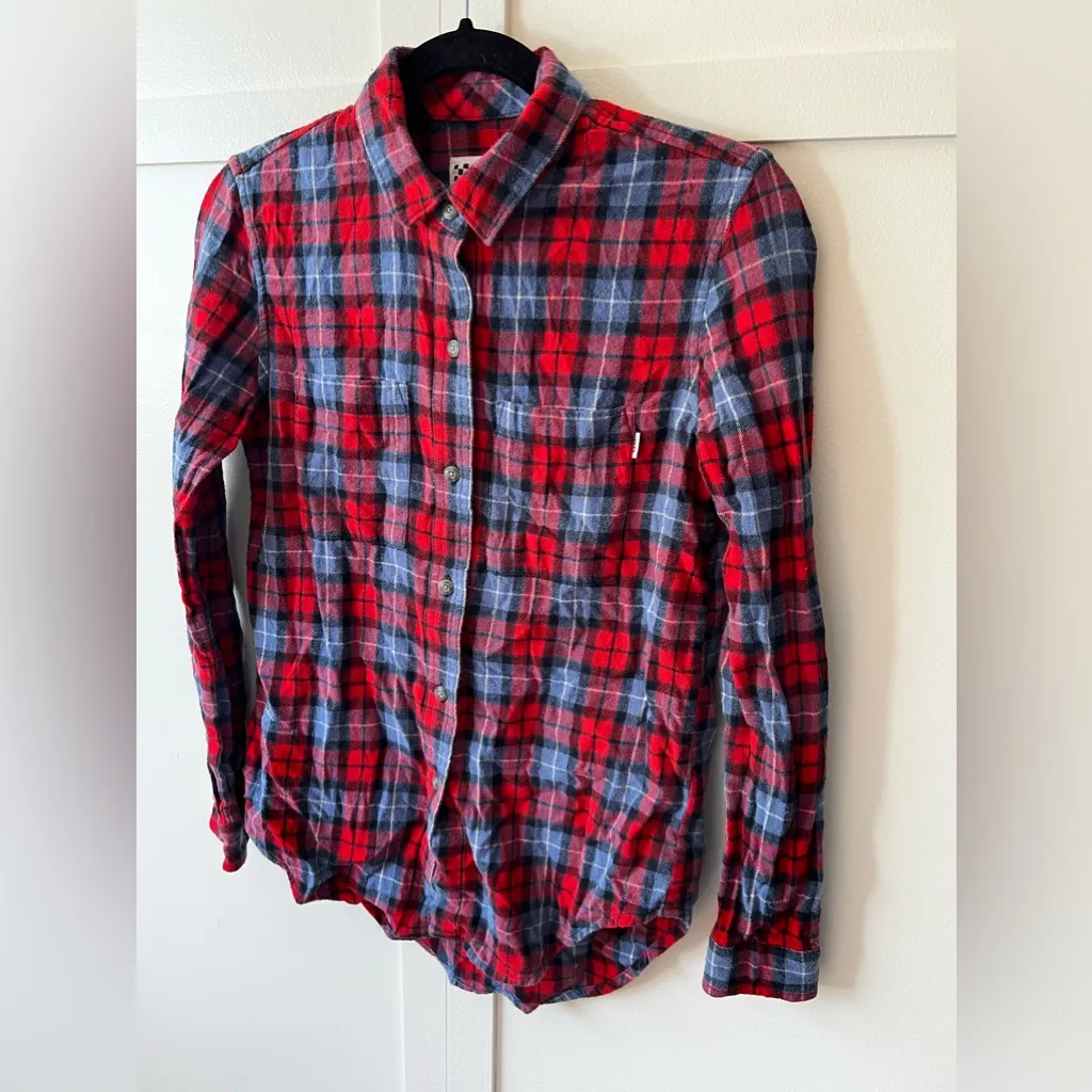Vans Women’s Plaid Button Down Flannel Red Size‎ XS - Image 2