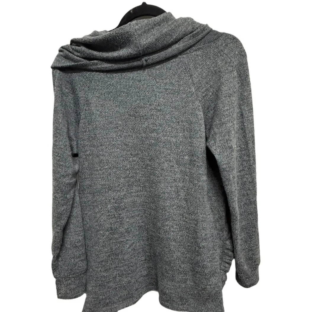 Cupio Cowl Neck Gray Ruffle Side Sweater Size Medium Winter Fall Layering - Image 2
