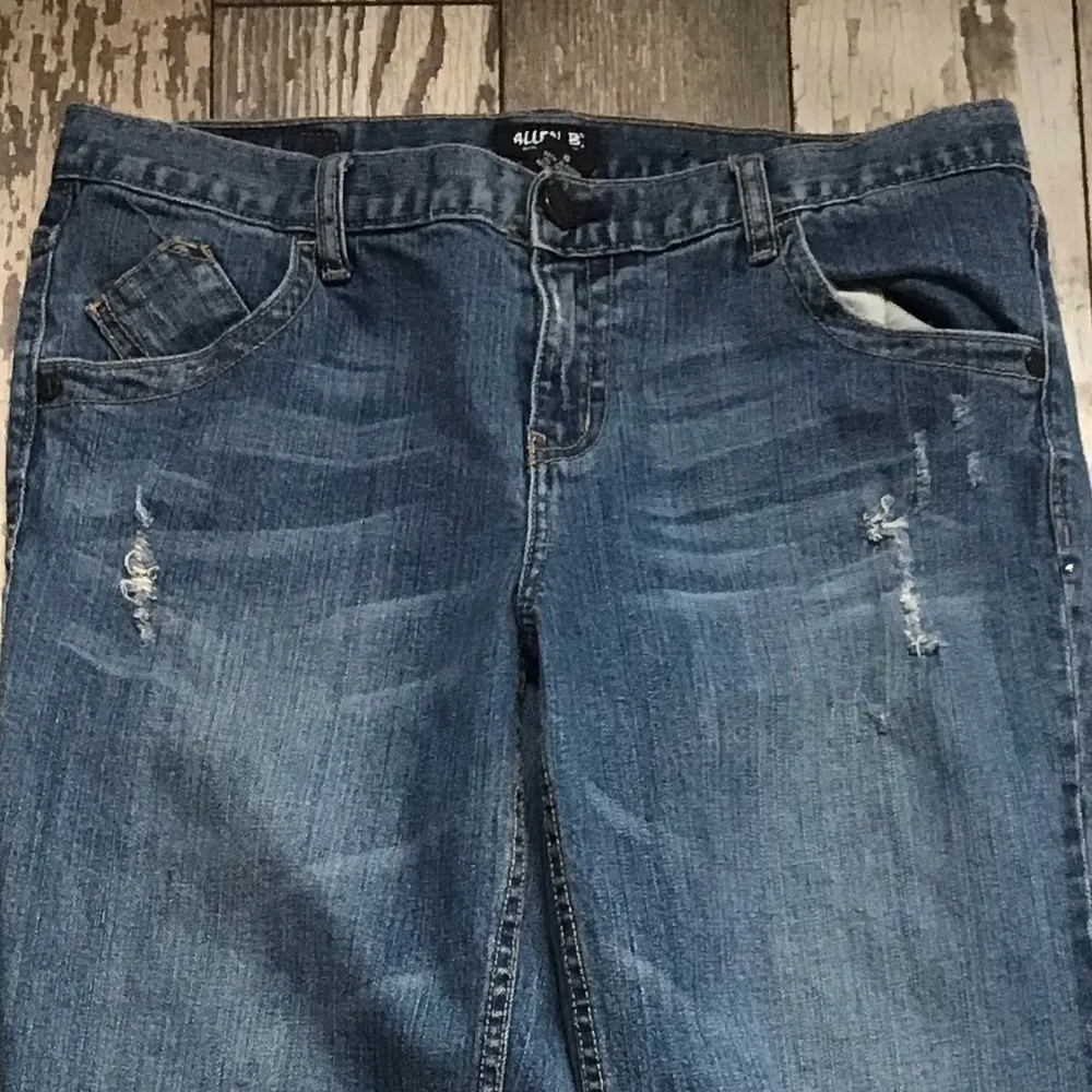 Allen B by Allen Schwartz distressed straight leg stretch jeans size 10 Blue - Image 7