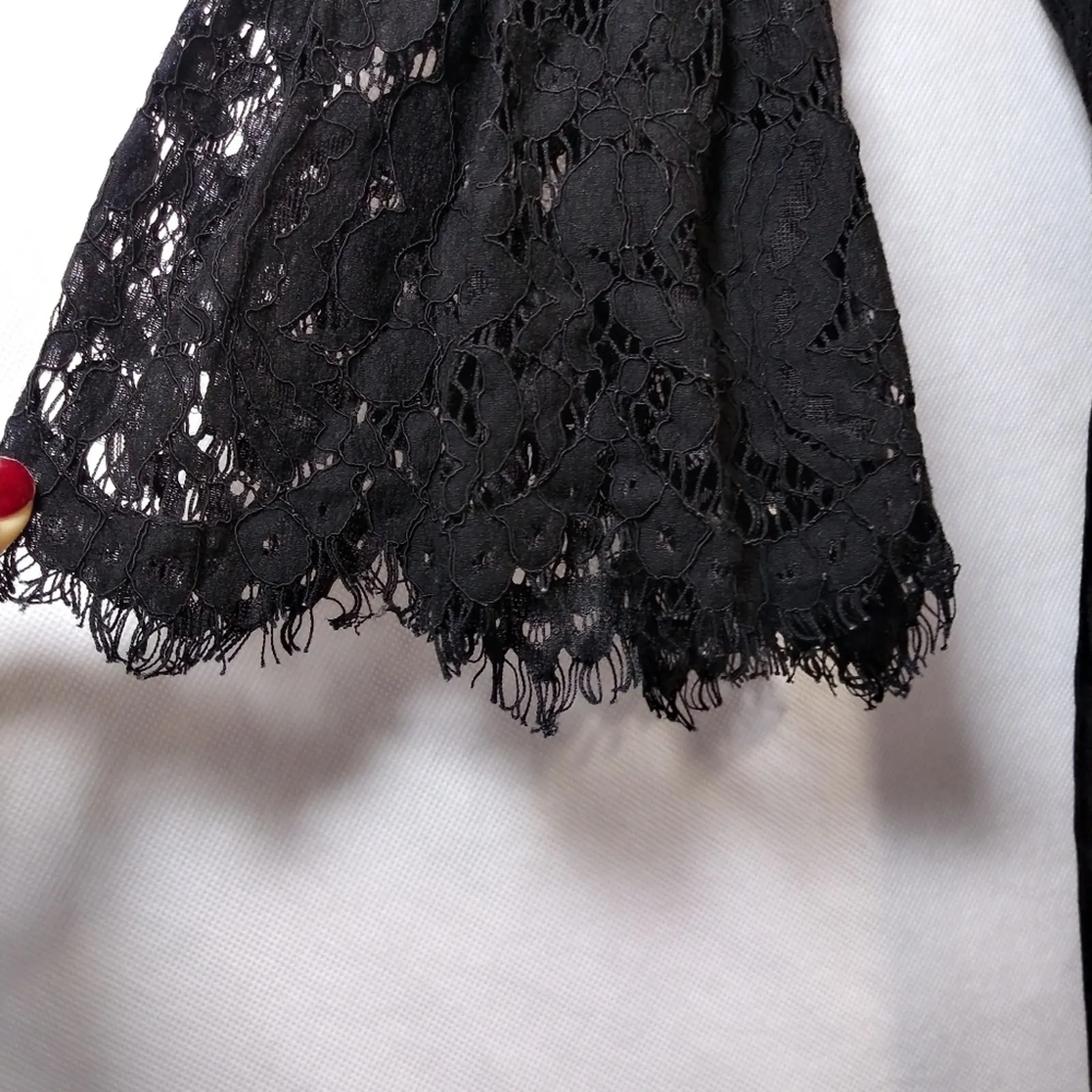 Mustard Seed Black Lace Plunging V Neck Mini Dress Witchy  Size L - Image 7