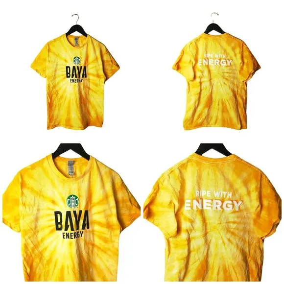 Gildan Starbucks Baya Energy T Shirt Orange White L Large Graphic Tee Cotton - Image 2