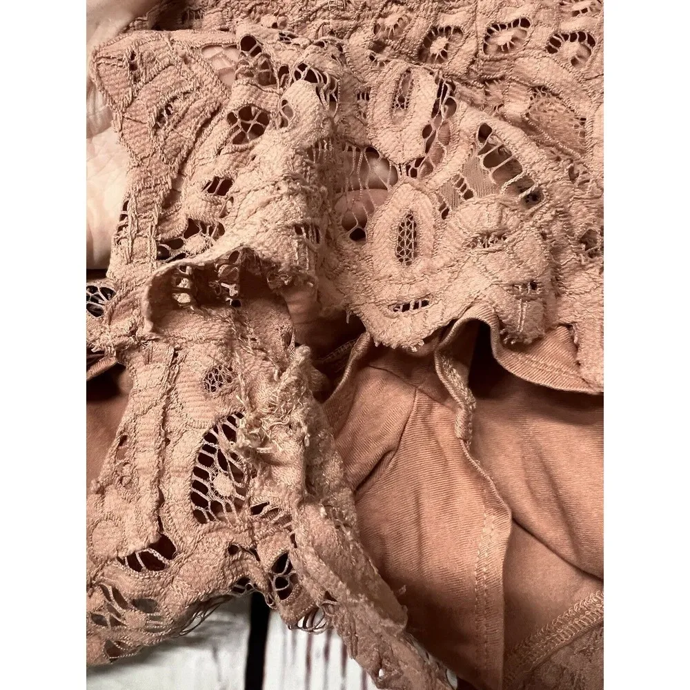 Free People One Adella Lace Crochet Pull On Shorts - Ballet Pink - Size XS/S - Image 4