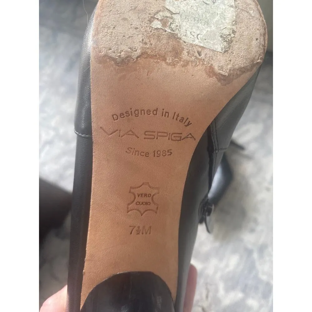 Via Spiga Madeline black Leather Stilettos Ankle Boots Booties size 7.5 - Image 10