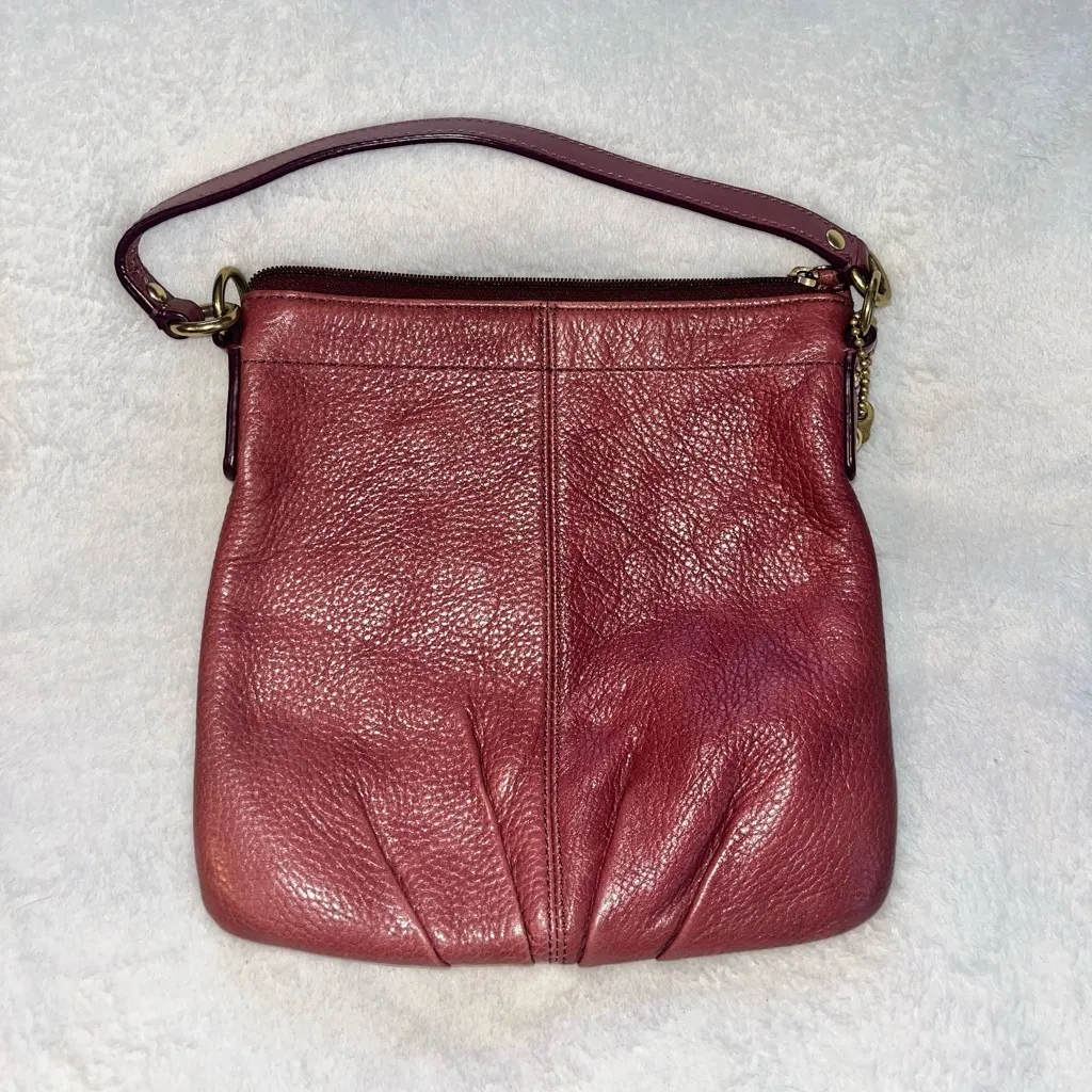 Coach Vintage Style Deep Red Leather Handbag - Image 3