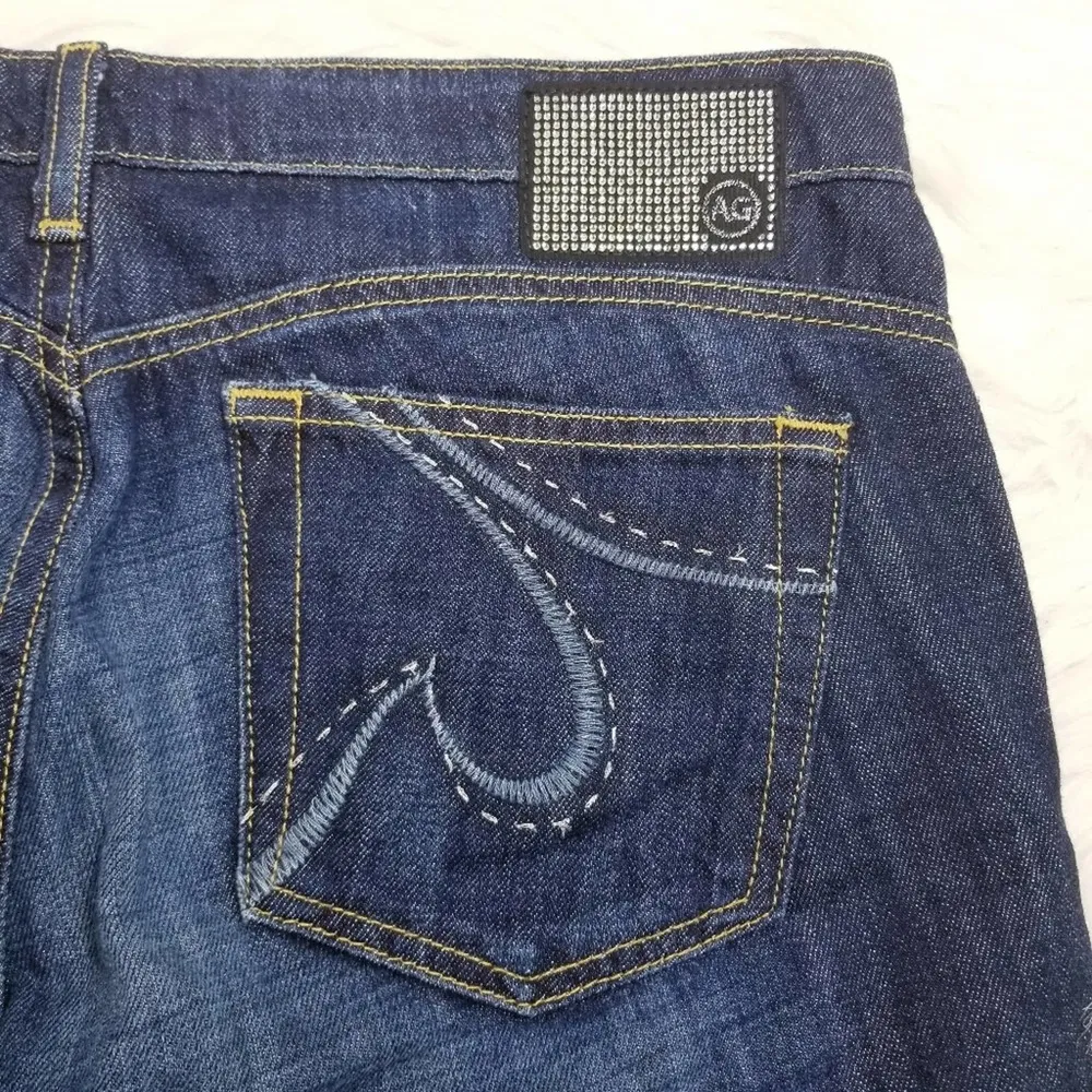 AG Adriano Goldschmied Jeans Rhinestones The New Legend Flare Leg Blue Denim - Image 7