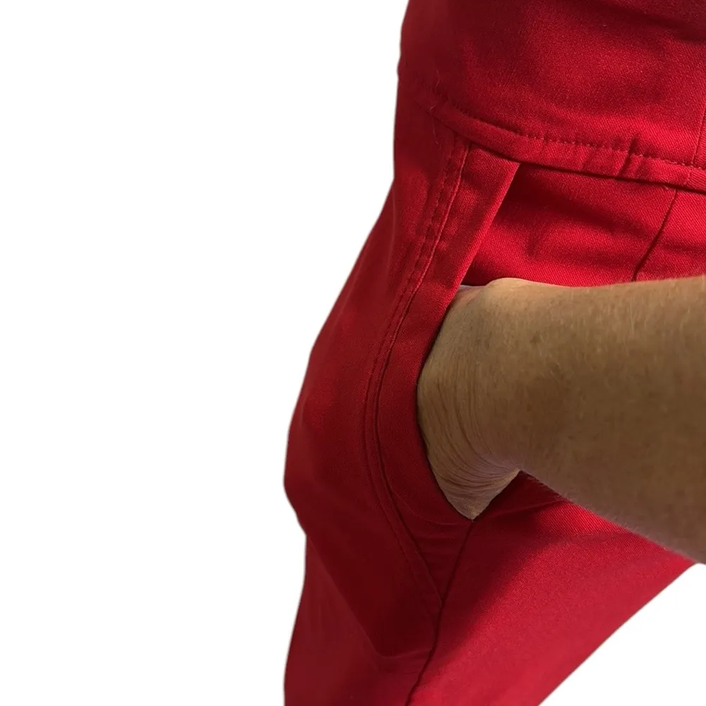 Kate Park Red Bermuda Rayon Stretch High Rise Buckle Tab Pull On Shorts Petite L Size undefined - Image 5