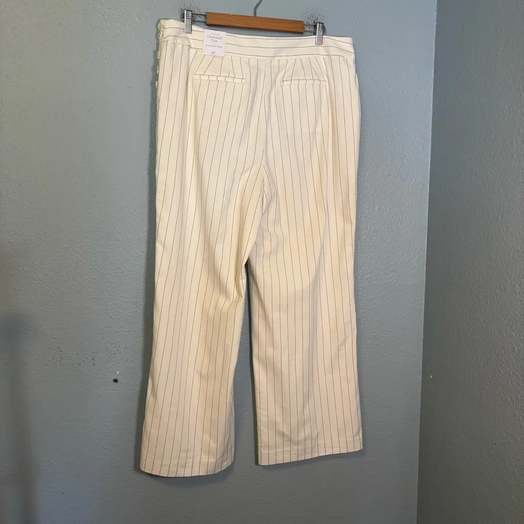 NWT Talbots Linen Greenwich Wide Leg‎ Trouser Pants Sunny Pinstripe - Image 5