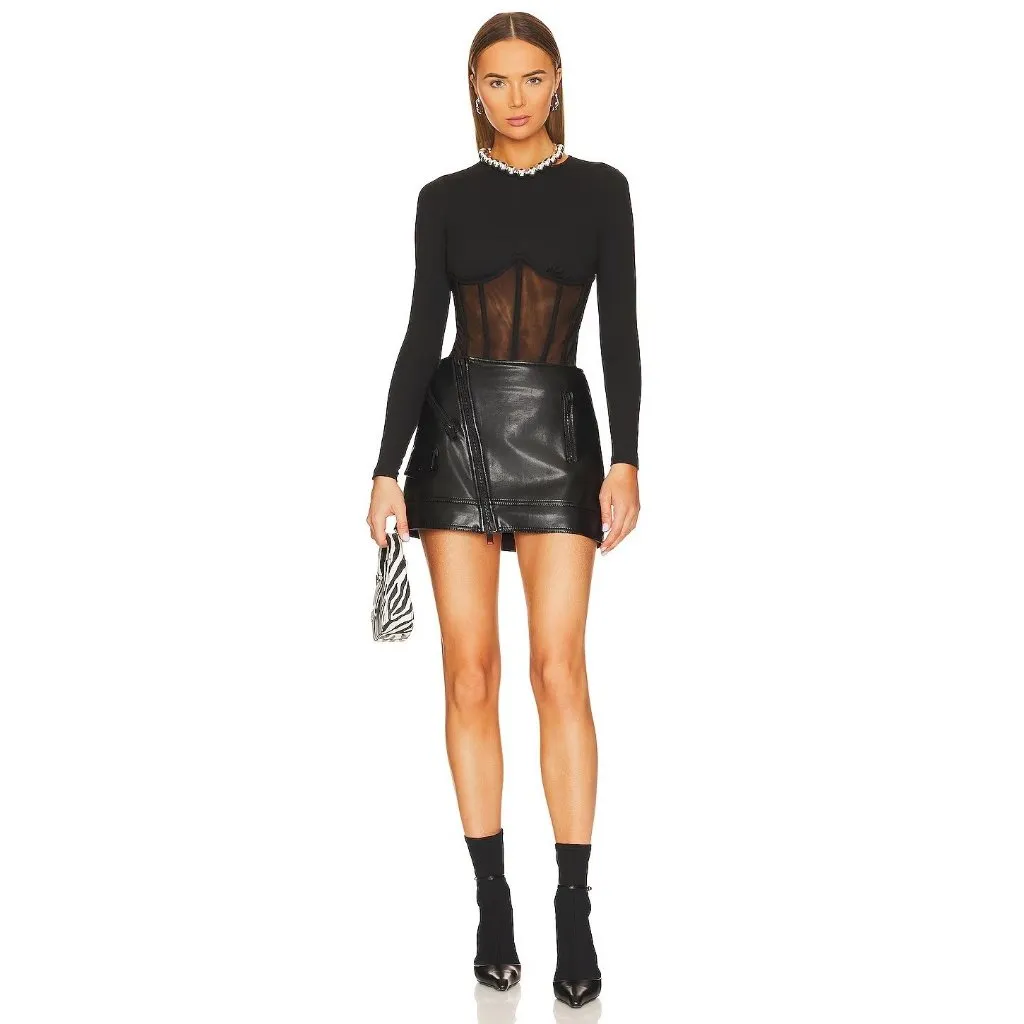 CAMI NYC Zoma Bodysuit in Black 8 New Womens Long Sleeve Top - Image 5