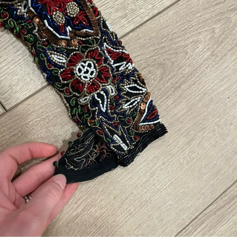 Vintage Naeem Khan Nights Saks Fifth Avenue Beaded Full Zip Silk Jacket Size S Black - Image 3