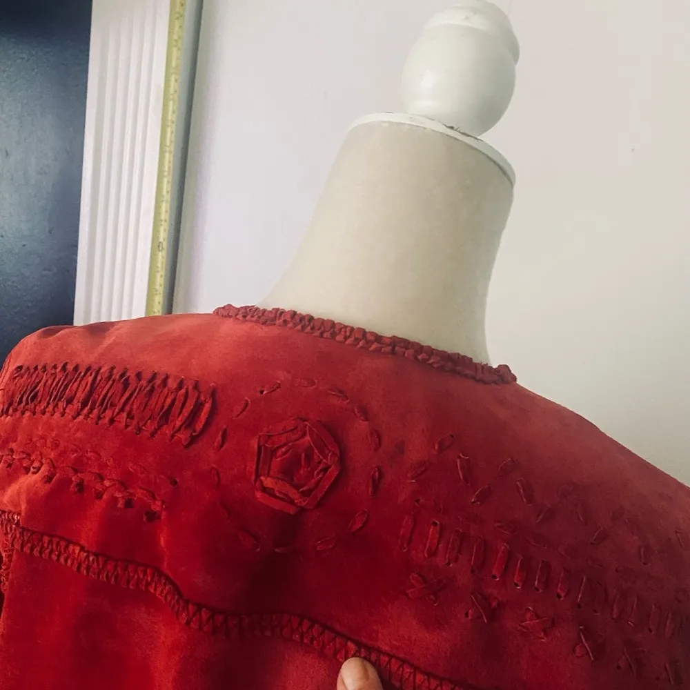 Chico's Red Suede Blazer with Cropped Fit - Image 5