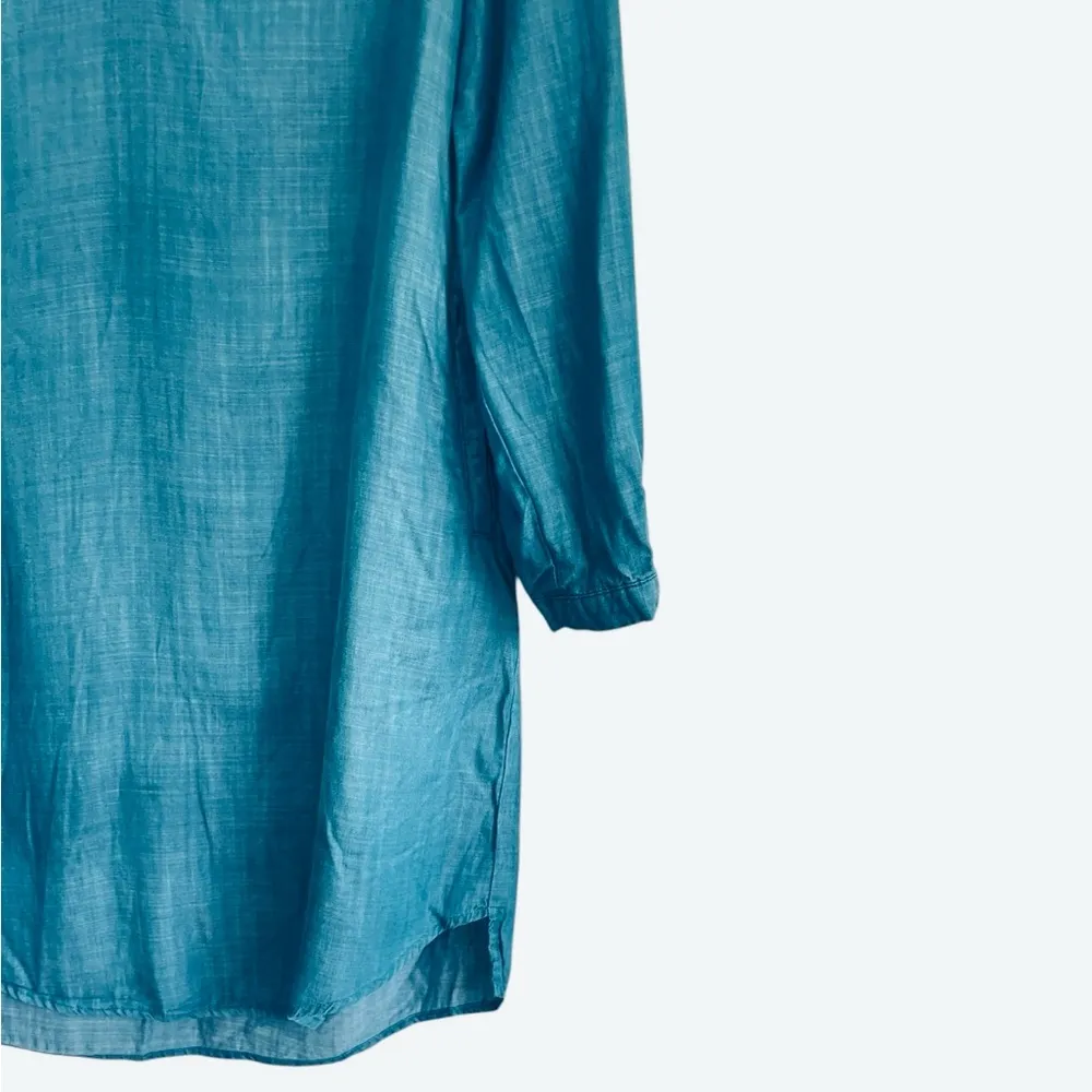 Soft Surroundings Shirt Dress
Size M Turquoise Blue
Chambray Lagenlook Tunic - Image 5
