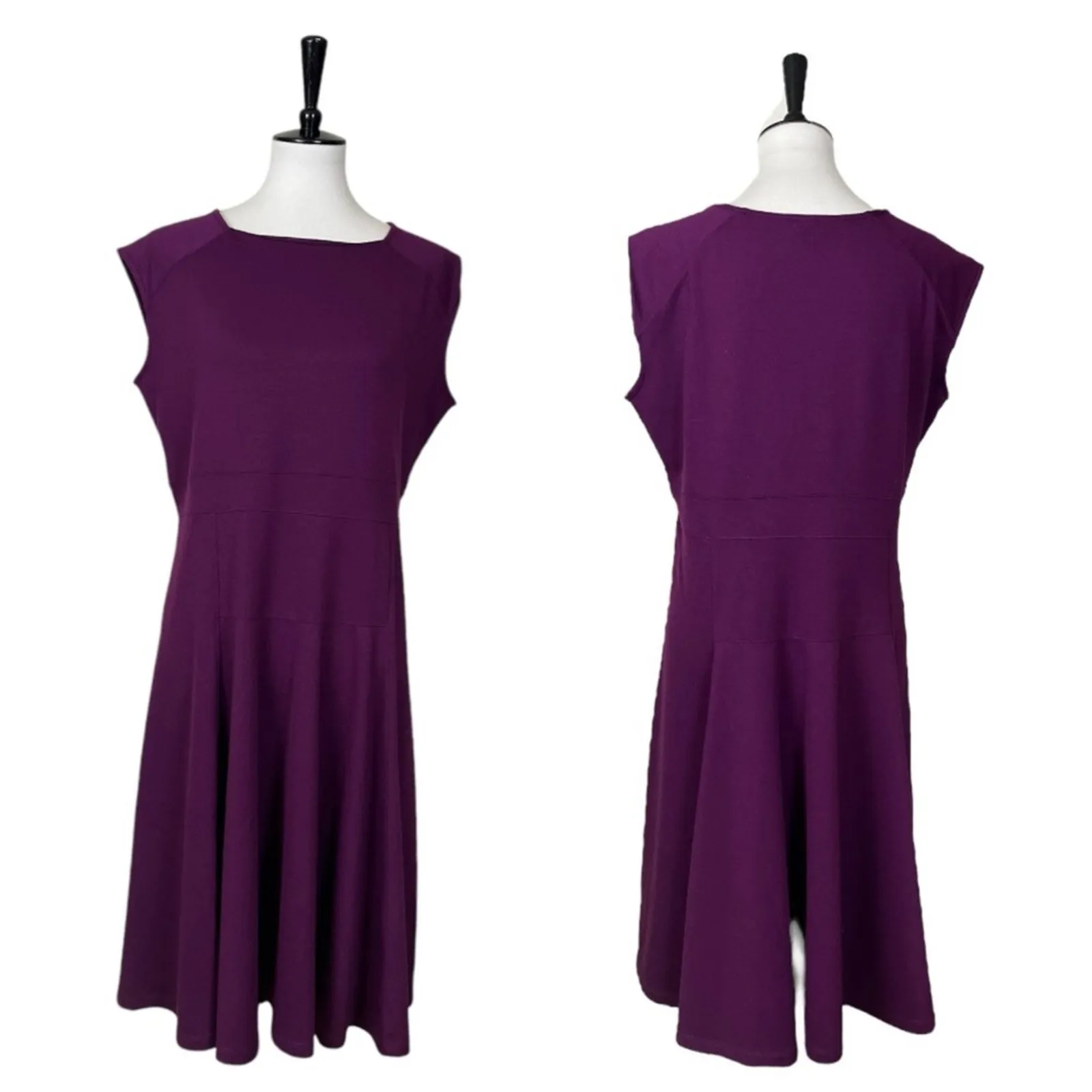 Lands’ End Dress A-line Cap Sleeves Midi Plum Purple Women’s Size L/P 14-16 - Image 10