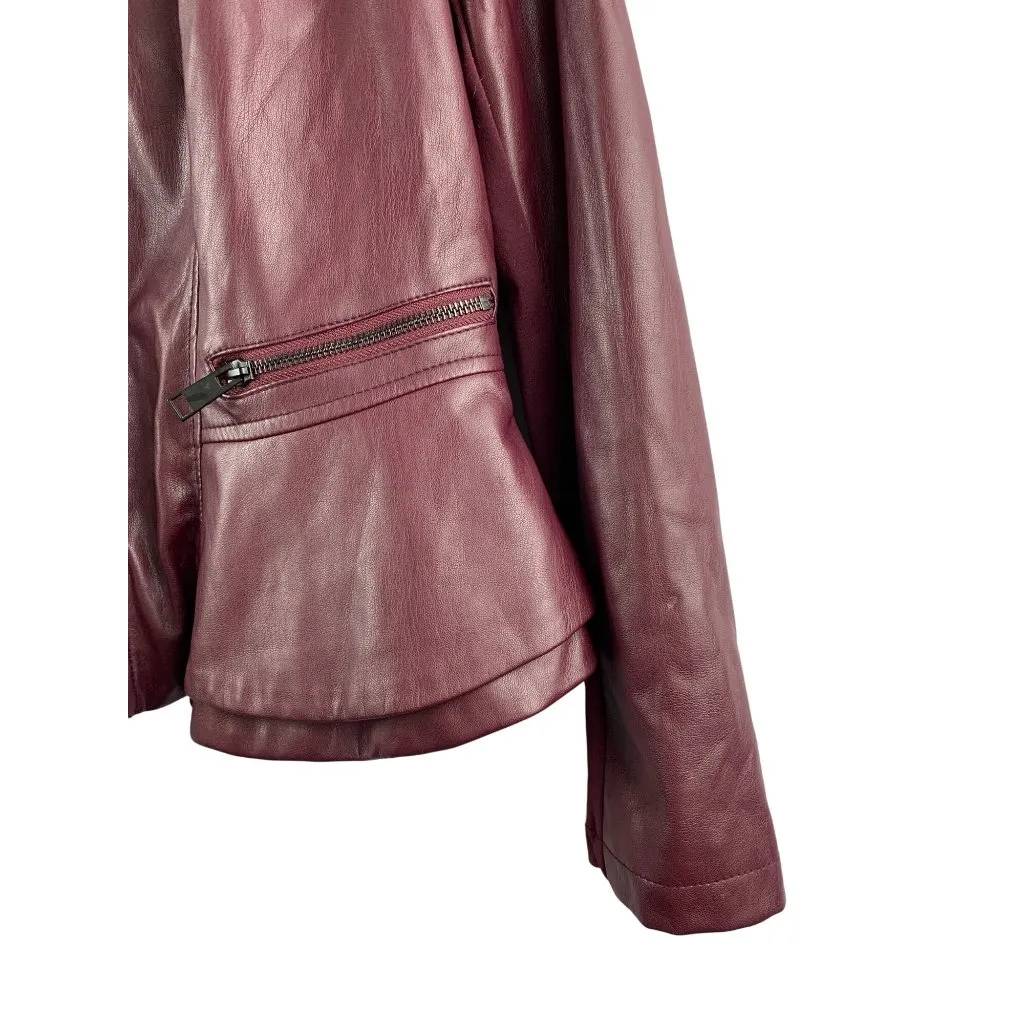 G.I.L. Womens Faux Leather Jacket Size M Burgundy Brown Size M - Image 4