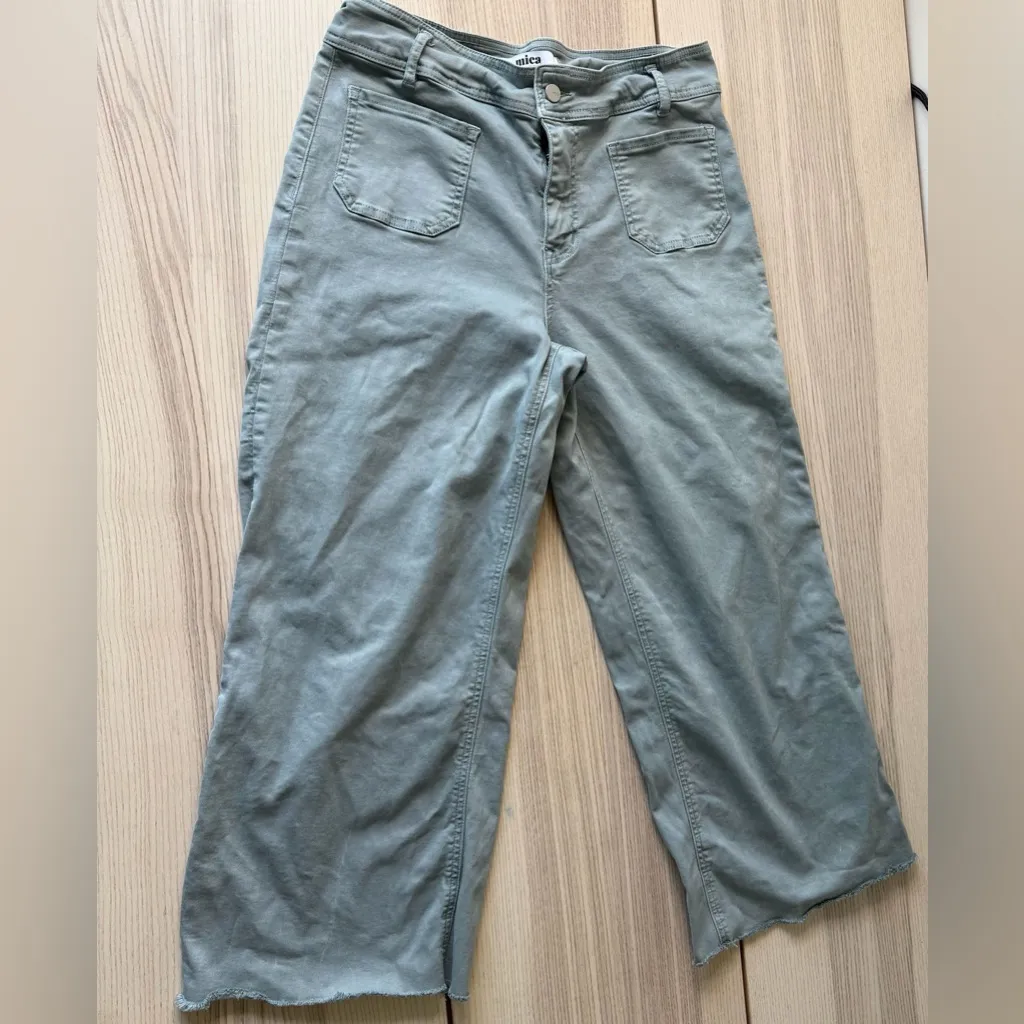 Cropped Wide Leg Stretch Pant Stylish mint green Wide - Image 2