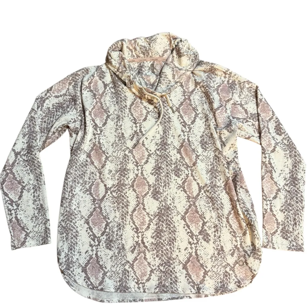 Calvin Klein Snakeskin Print Cowl Neck Pullover Purple & Gray Women’s Top Sz S - Image 9