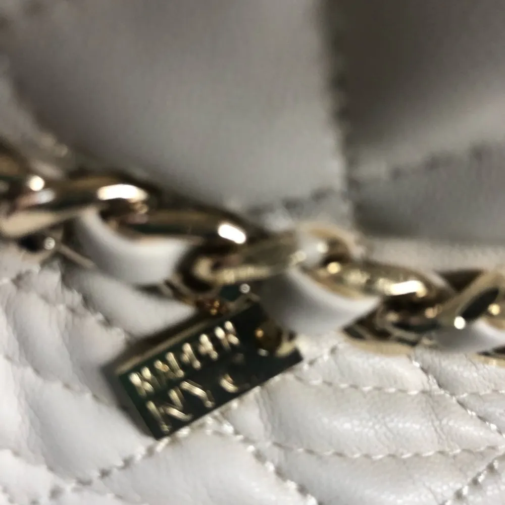 Madden NYC Faux Leather Bucket Hat Toasted Almond One Size Gold Chain Detail - Image 7