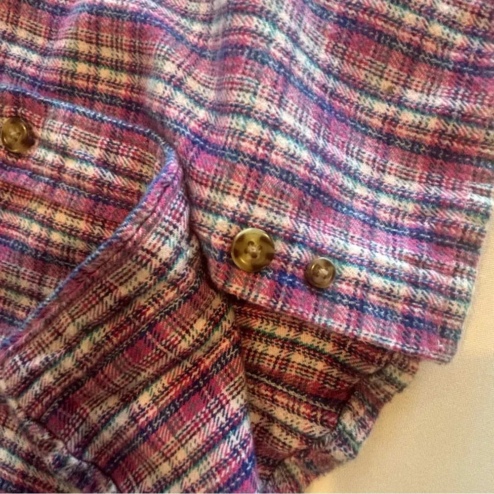 CARHARTT Women’s Flannel Purple and Pink Plaid Button Down Long Sleeve Shirt‎ S - Image 8