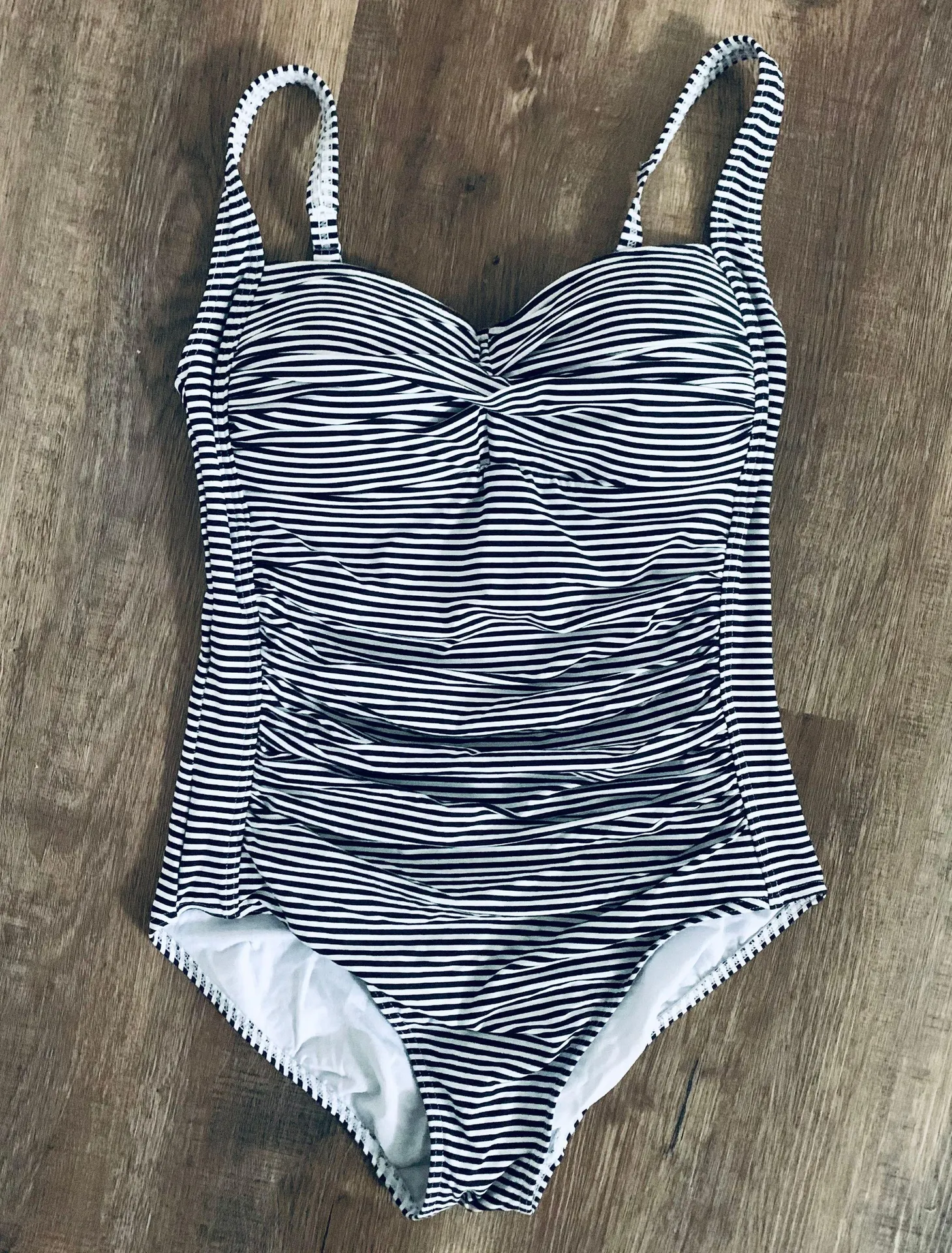 Black White Striped One Piece Bathing Suit - Image 3