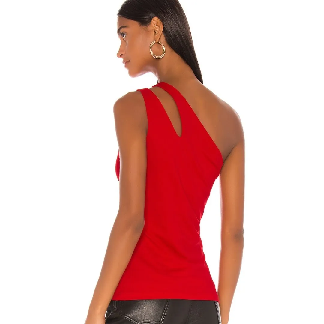 Susana Monaco One Shoulder Top Womens Small Cherry Red Festive Cocktail Luxury - Image 2