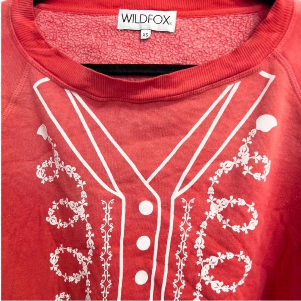WILDFOX Monte Matador Womens Crop Sweatshirt Fleece Graphic XS Cherry Red‎ Boho - Image 4