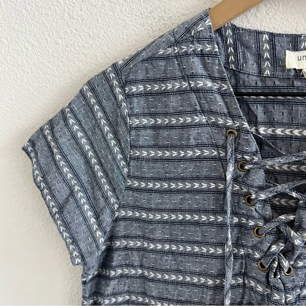 Umgee Blue Gray Dress Lace Front Coastal Boho Small - Image 5