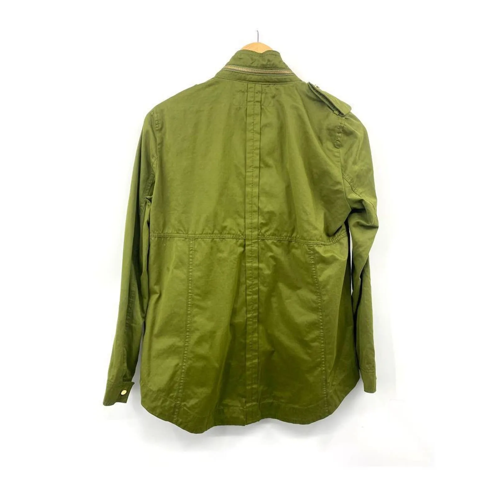 Zara Basic Army Military‎ Style Utility Jacket Full Zip Green Size Small - Image 8