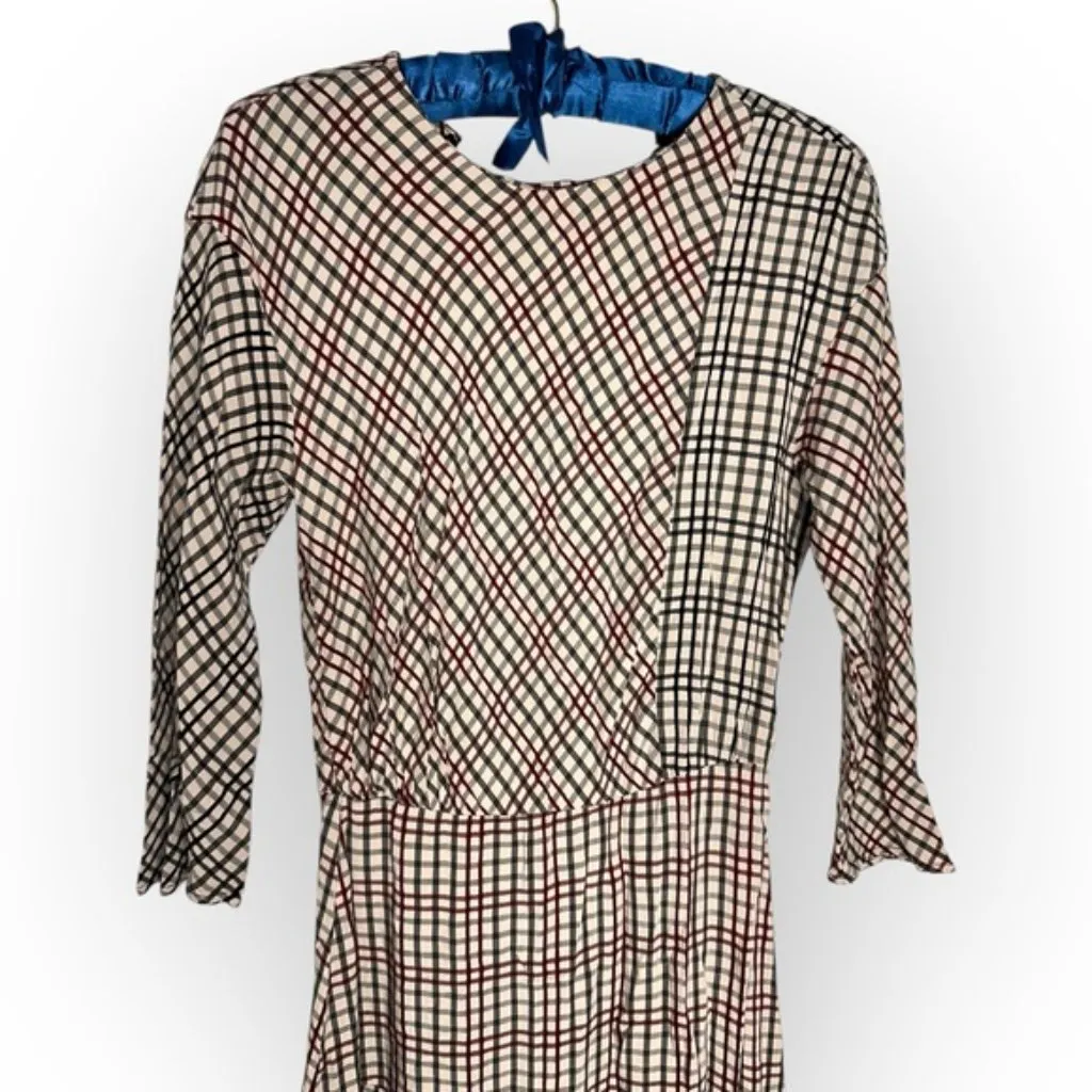 Zara ZW Collection plaid check Linen Blend LS midi dress bloggers favorite LS S - Image 7