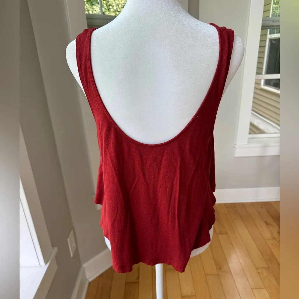 American Eagle Outfitters Rusty Red Low Scoop Back Loose Fit Crop Tank Sz Small - Image 4