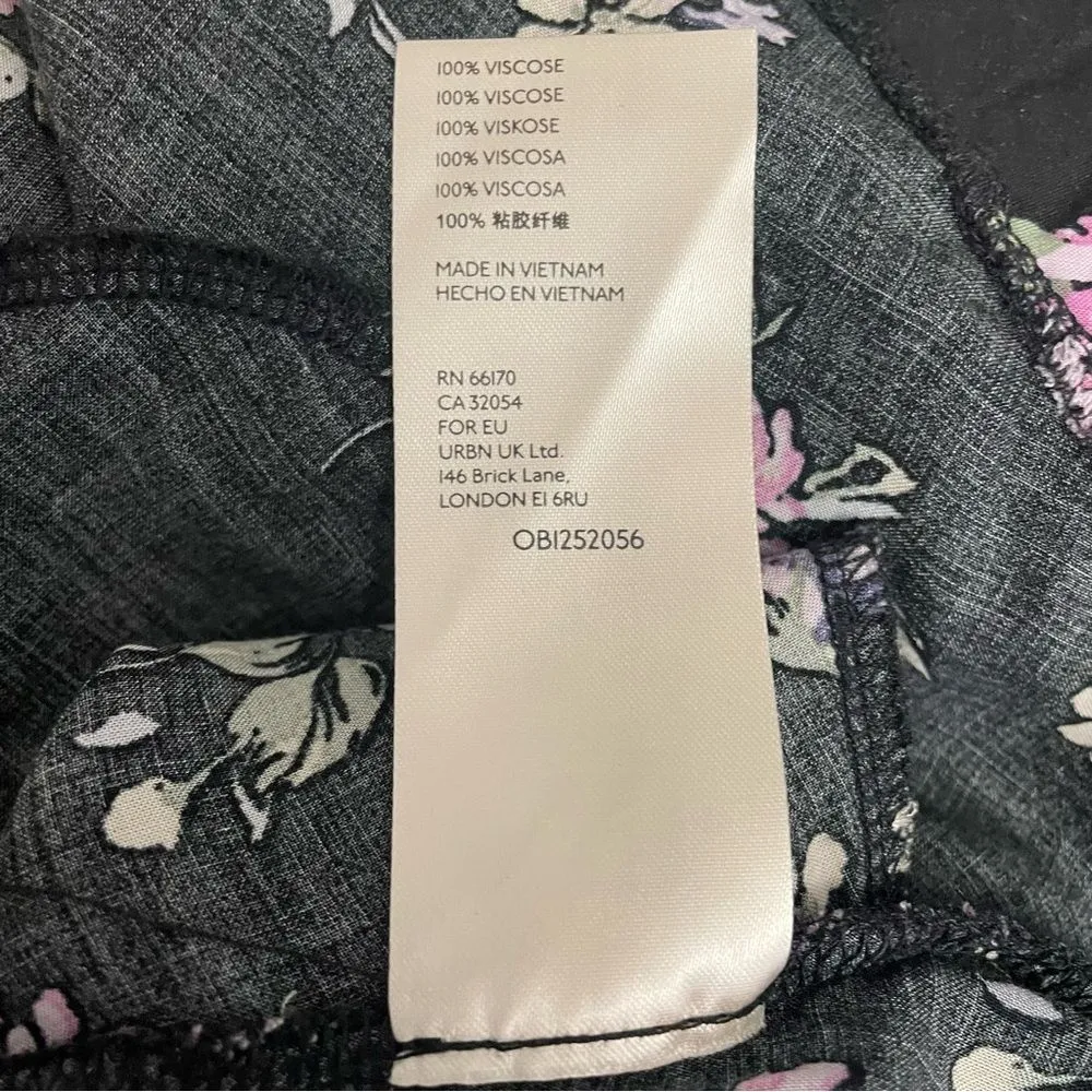 Free People Top Lorretta Black Pink Purple Floral Print Tunic Blouse Size Medium - Image 15