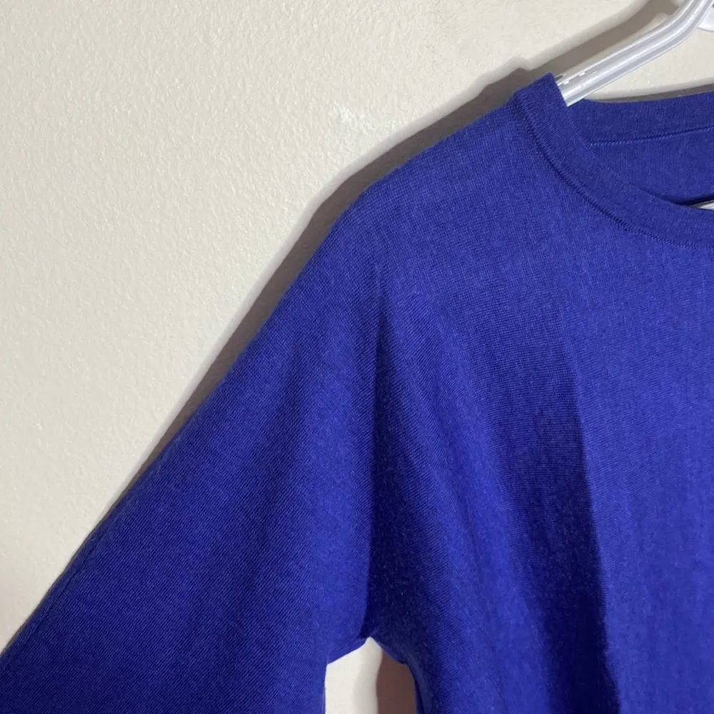 Eileen Fisher fine merino pocketed jersey pullover in blue purple color size M - Image 6