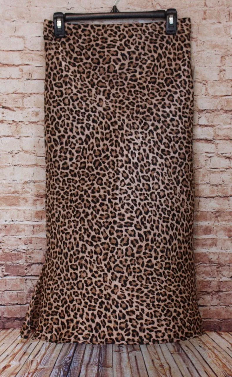 | Midi Length Cheetah Satin Skirt - Image 2